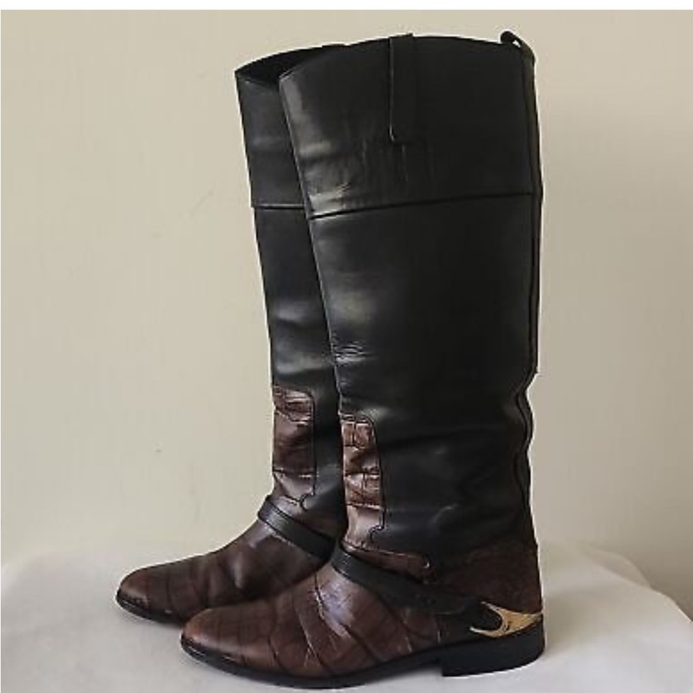 Golden Goose pull on croc leather riding boots size 39 9 - Picture 2 of 13